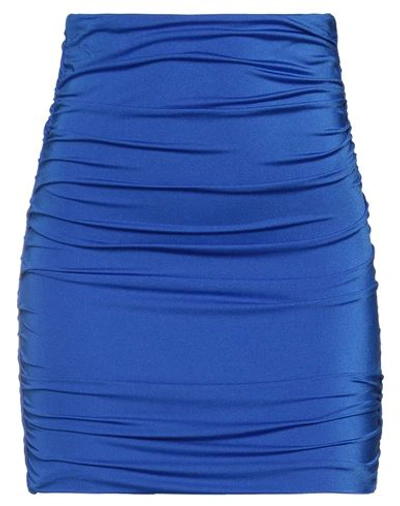 Shop District By Margherita Mazzei Woman Mini Skirt Bright Blue Size S Polyamide, Elastane