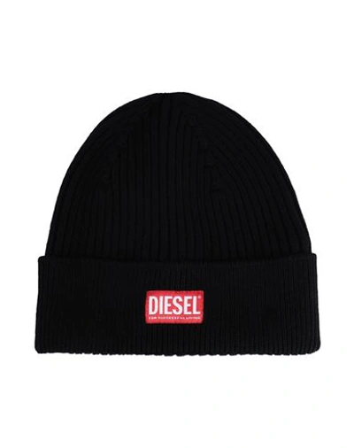 Diesel K-coder-h 2x2 Man Hat Black Size Onesize Wool, Cotton In Black