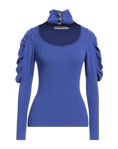 Simona Corsellini Woman Turtleneck Navy Blue Size L Viscose, Polyester In Navy Blue