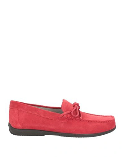 Geox Man Loafers Red Size 9 Soft Leather In Red