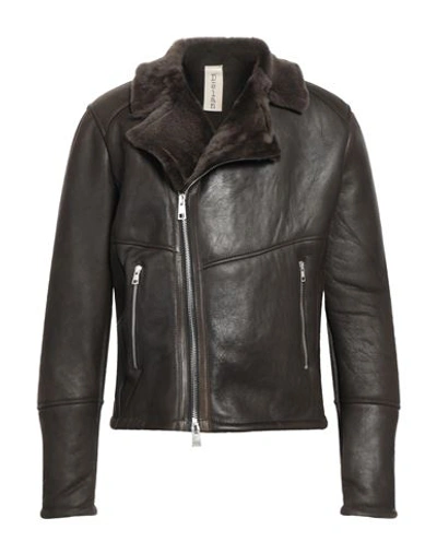Shop Delan Man Jacket Dark Brown Size 44 Ovine Leather