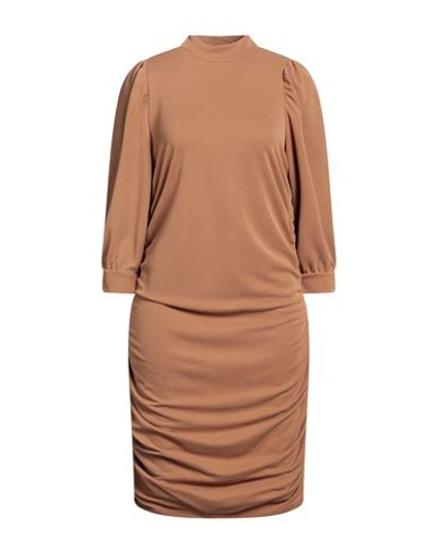 Shop Minus Woman Mini Dress Camel Size L Modal, Polyester In Beige