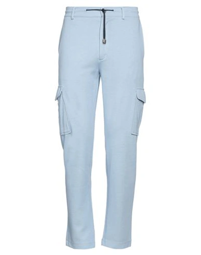 Shop Luigi Borrelli Napoli Man Pants Light Blue Size 40 Cotton