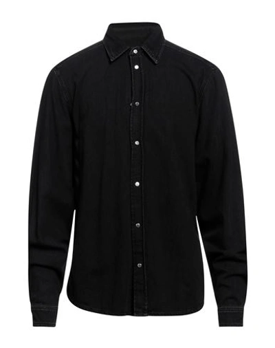 Shop Trussardi Man Denim Shirt Black Size Xl Cotton, Lyocell