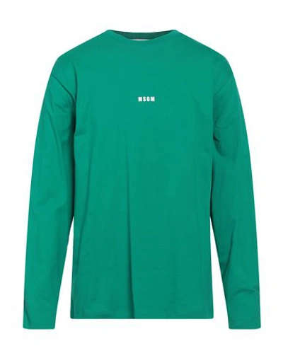 Shop Msgm Man T-shirt Green Size L Cotton