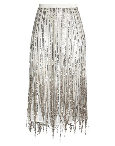 Shop Elisabetta Franchi Woman Midi Skirt Ivory Size 6 Viscose, Plastic, Glass In White