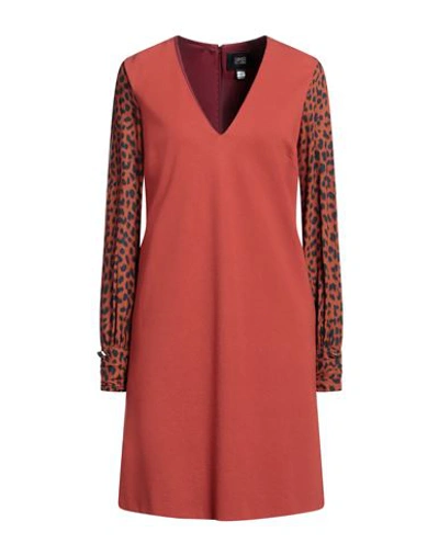 Shop Cavalli Class Woman Mini Dress Rust Size 4 Viscose, Polyamide, Elastane In Red