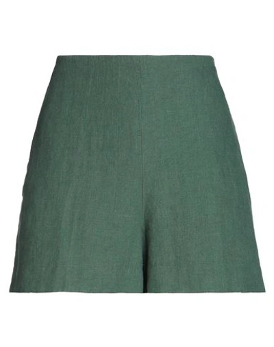 Polo Ralph Lauren Woman Shorts & Bermuda Shorts Military Green Size 8 Linen In Green