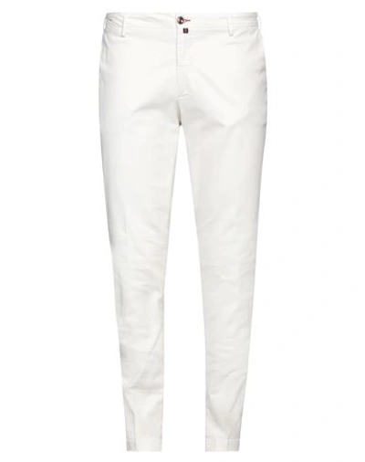 Shop Baronio Man Pants Off White Size 40 Cotton, Elastane