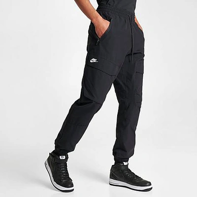 Shop Nike Men's Sportswear Air Max Woven Cargo Pants In Black/black/white