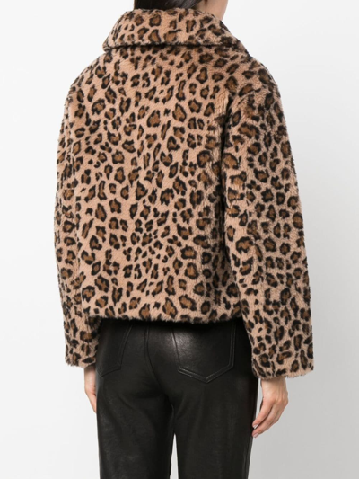 Yves Salomon Hooded Leopard-print Shearling Jacket In Braun