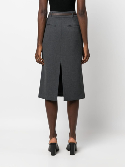 Shop Peserico Belted High-waist Skirt In Grau