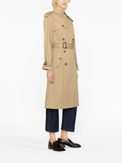 Shop Polo Ralph Lauren Double-breasted Belted Trench Coat In Nude