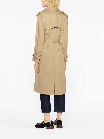 Shop Polo Ralph Lauren Double-breasted Belted Trench Coat In Nude