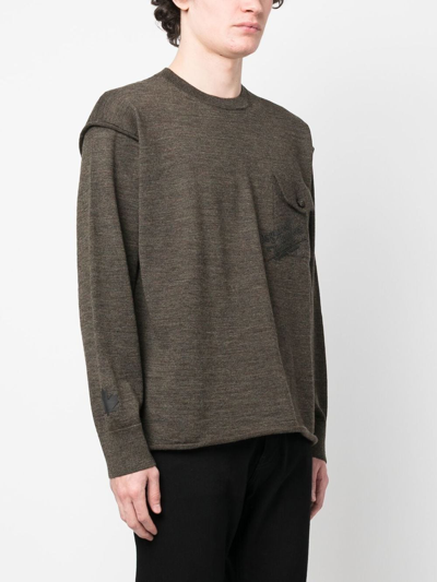 Dsquared2 Flap Pocket Crew Neck Jumper In Grün