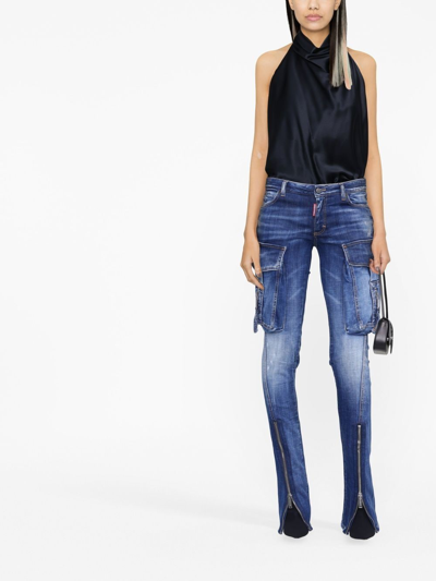 Dsquared2 Cargo Flared Jeans In Blau