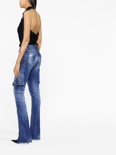 Dsquared2 Cargo Flared Jeans In Blau