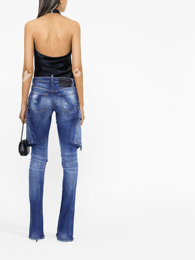 Dsquared2 Cargo Flared Jeans In Blau
