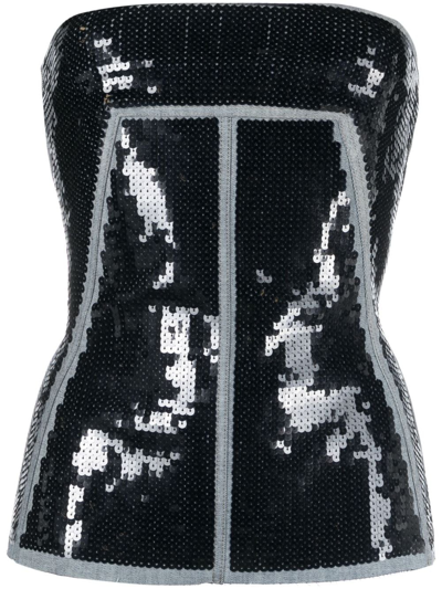 Shop Rick Owens Sequin-embellished Bustier Top In Black
