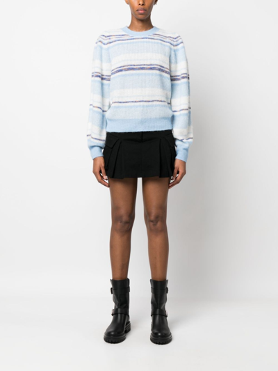 Hugo Boss Stripe-pattern Crew-neck Sweatshirt In Blau