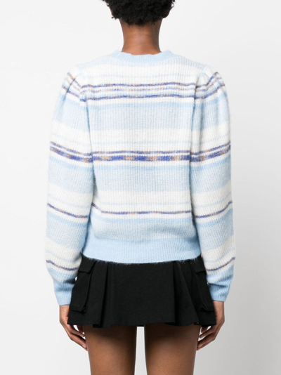 Hugo Boss Stripe-pattern Crew-neck Sweatshirt In Blau