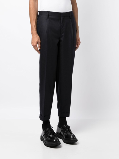 Shop Kolor Tapered Cropped Trousers In Blau
