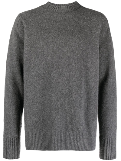 Shop Oamc Logo Intarsia-knit Wool Jumper In Grau