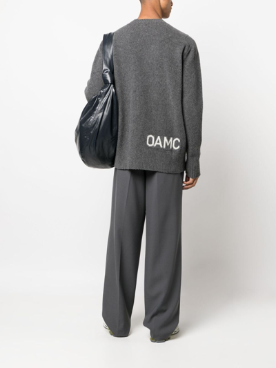 Oamc Relaxed Fit Wool Sweater With Ribbed Detailing In Grau