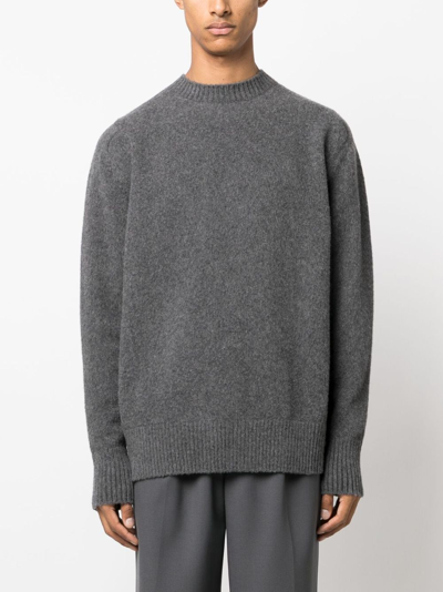 Oamc Relaxed Fit Wool Sweater With Ribbed Detailing In Grau