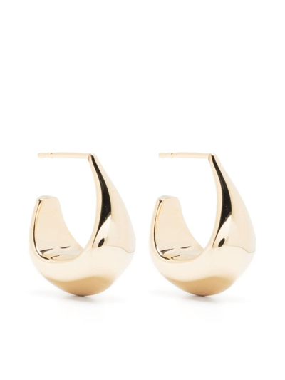 Shop Lemaire Sculpted Hoop Curved Earrings In Gold