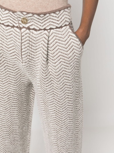 Shop Barrie Chevron-knit Pleated Trousers In White