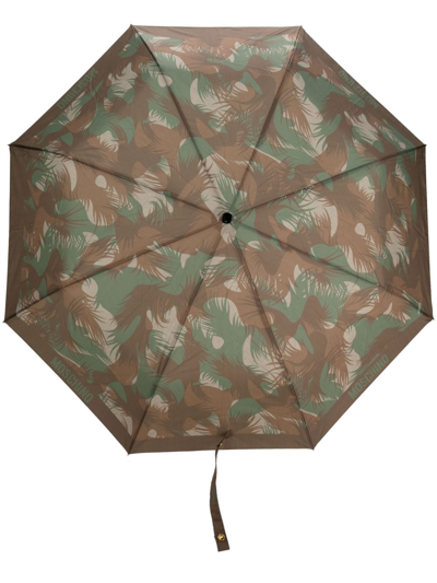 Shop Moschino Camouflage-print Compact Umbrella In Brown