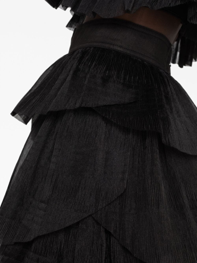Shop Aje Elsie Tiered Plissé-organza Skirt In Black