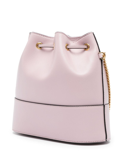 Shop Valentino Vlogo Signature Leather Bucket Bag In Pink