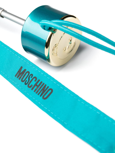 Shop Moschino Logo-print Compact Umbrella In Blue