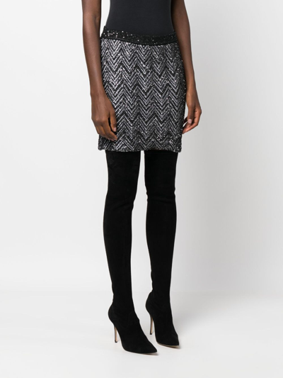 Shop Missoni Zigzag Woven-design Sequin-embellished Skirt In Schwarz