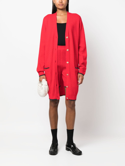 Shop Barrie Button-up Cashmere Cardi-coat In Rot