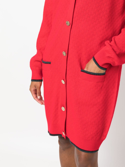 Shop Barrie Button-up Cashmere Cardi-coat In Rot
