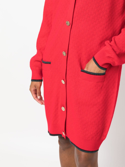 Barrie Button-up Cashmere Cardi-coat In Rot