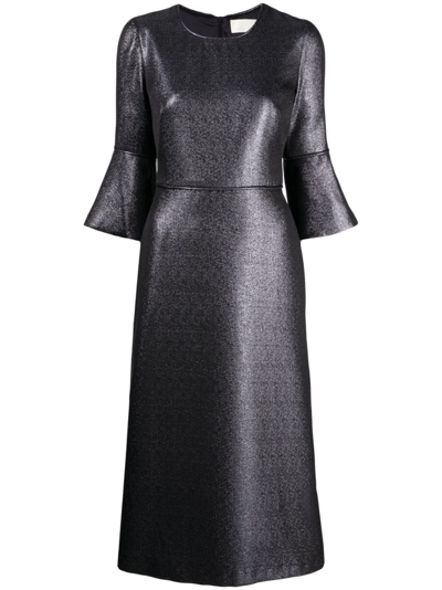 Shop Jane Renata Metallic-finish Flared Dress In Metallisch