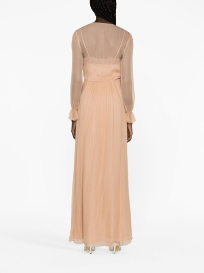Alberta Ferretti Maxikleid Aus Seide Mit Falten In Pink