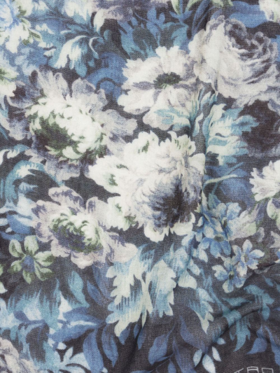 Shop Etro Floral-print Cashmere Scarf In Blau