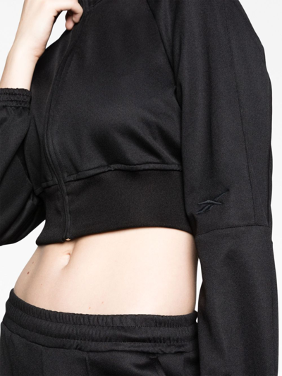 Reebok Special Items Logo-embroidered Cropped Track Jacket In Schwarz