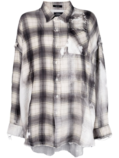 Shop R13 Plaid-check Pattern Bleached Shirt In Grau