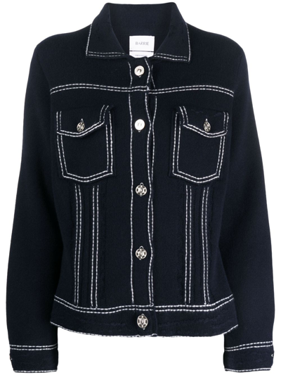 Shop Barrie Contrast-stitching Denim-effect Jacket In Blue