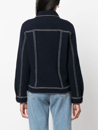 Shop Barrie Contrast-stitching Denim-effect Jacket In Blue