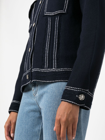Shop Barrie Contrast-stitching Denim-effect Jacket In Blue