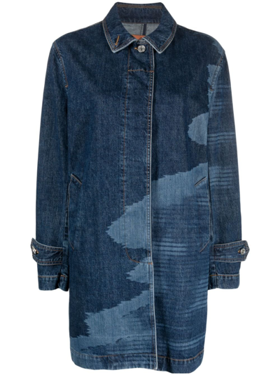 Shop Missoni Faded-effect Denim Coat In Blau