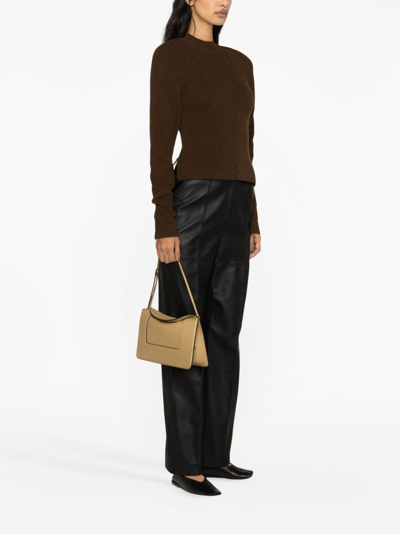 Shop Lvir Open-back Ribbed-knit Jumper In Brown