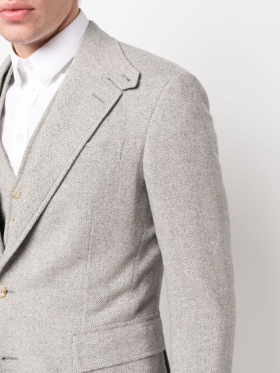 Polo Ralph Lauren The Rl67 Herringbone-pattern Blazer In Grau